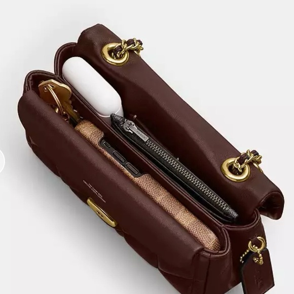 Coach Quilted Nappa Leather Chain Crossbody maple with Gold Hardware 20 - Picture 3 of 16